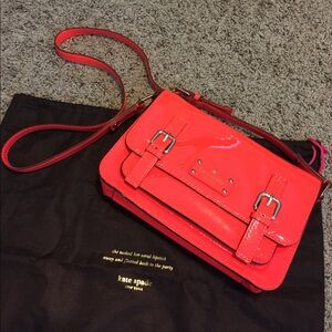 Kate Spade Patent Leather Bright (neon) Orange Satchel Crossbody NWOT w dustbag